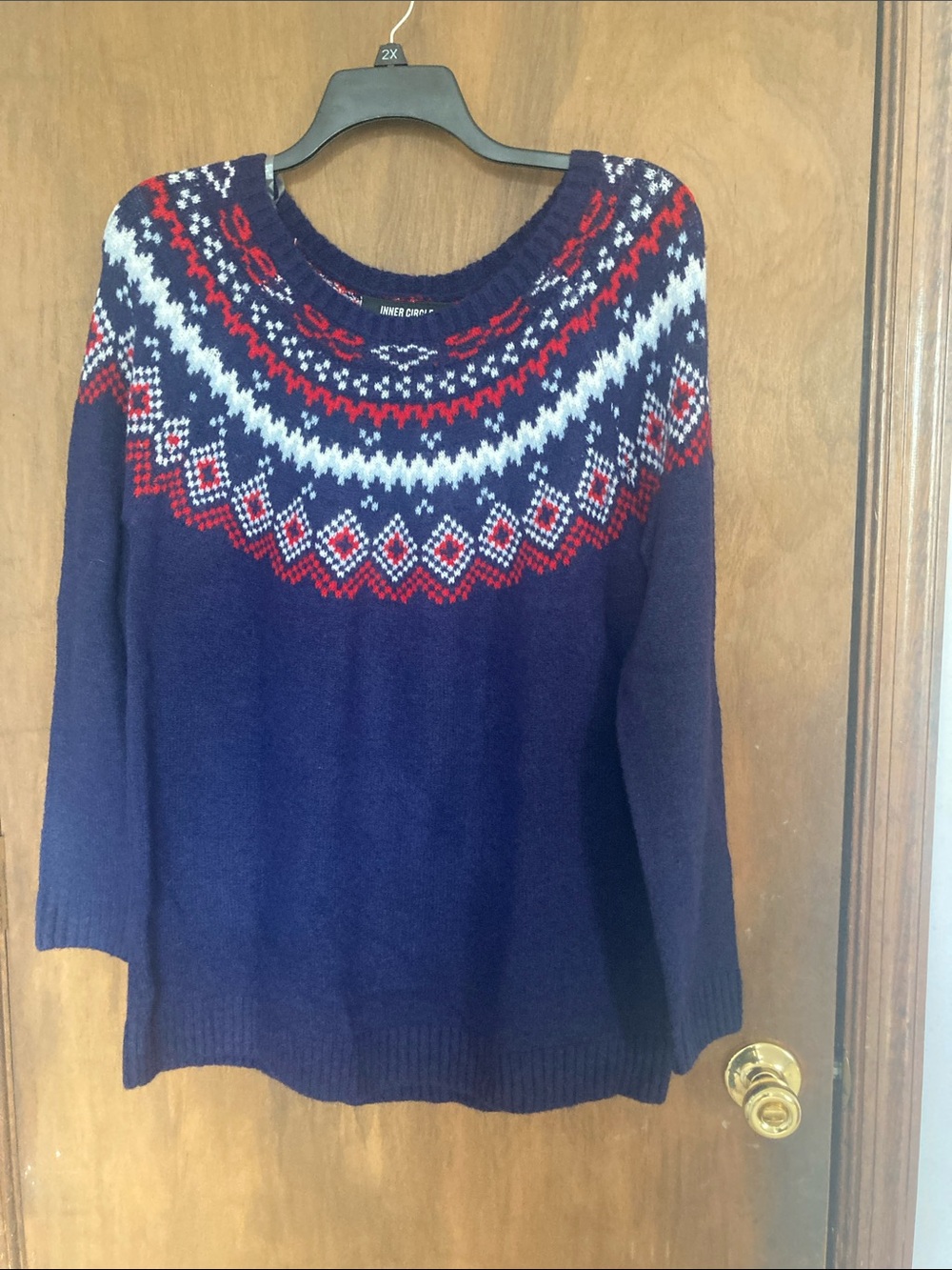 Inner circle crewneck sweater with fair isle like print casual business size 1X - Picture 11 of 14